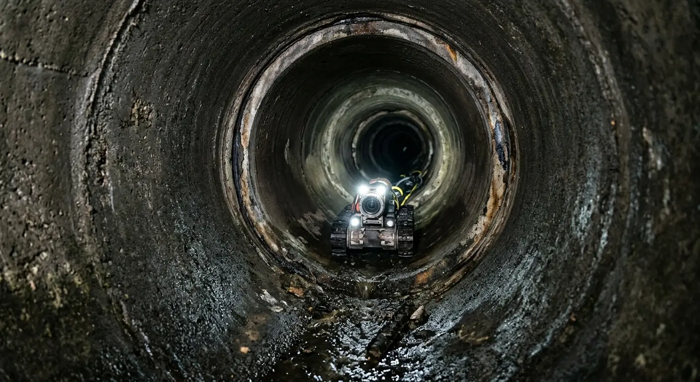 Robotic sewer camera inspecting pipe interior for Sewer Line Repair in Towamencin